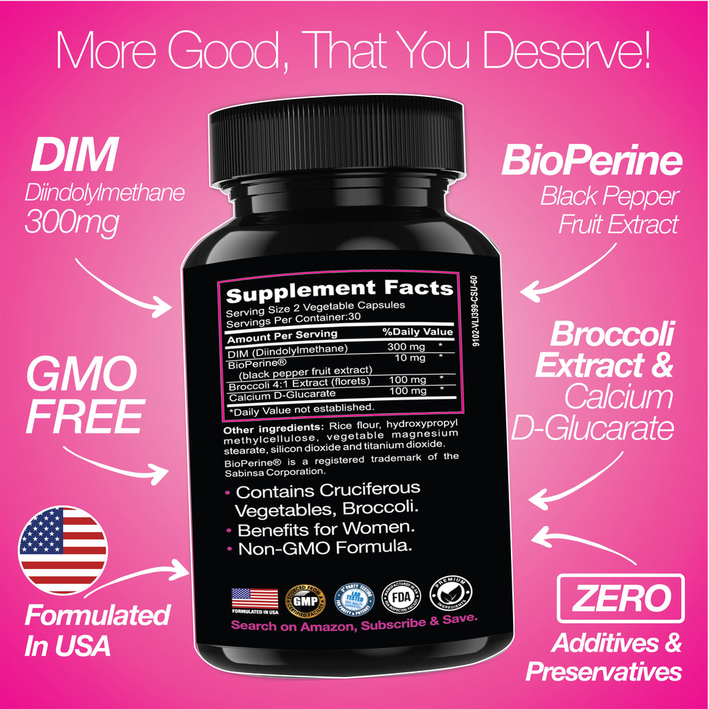 DIM Supplement 300 mg Supplements | Hormone Estrogen and Menopause Balance for Women