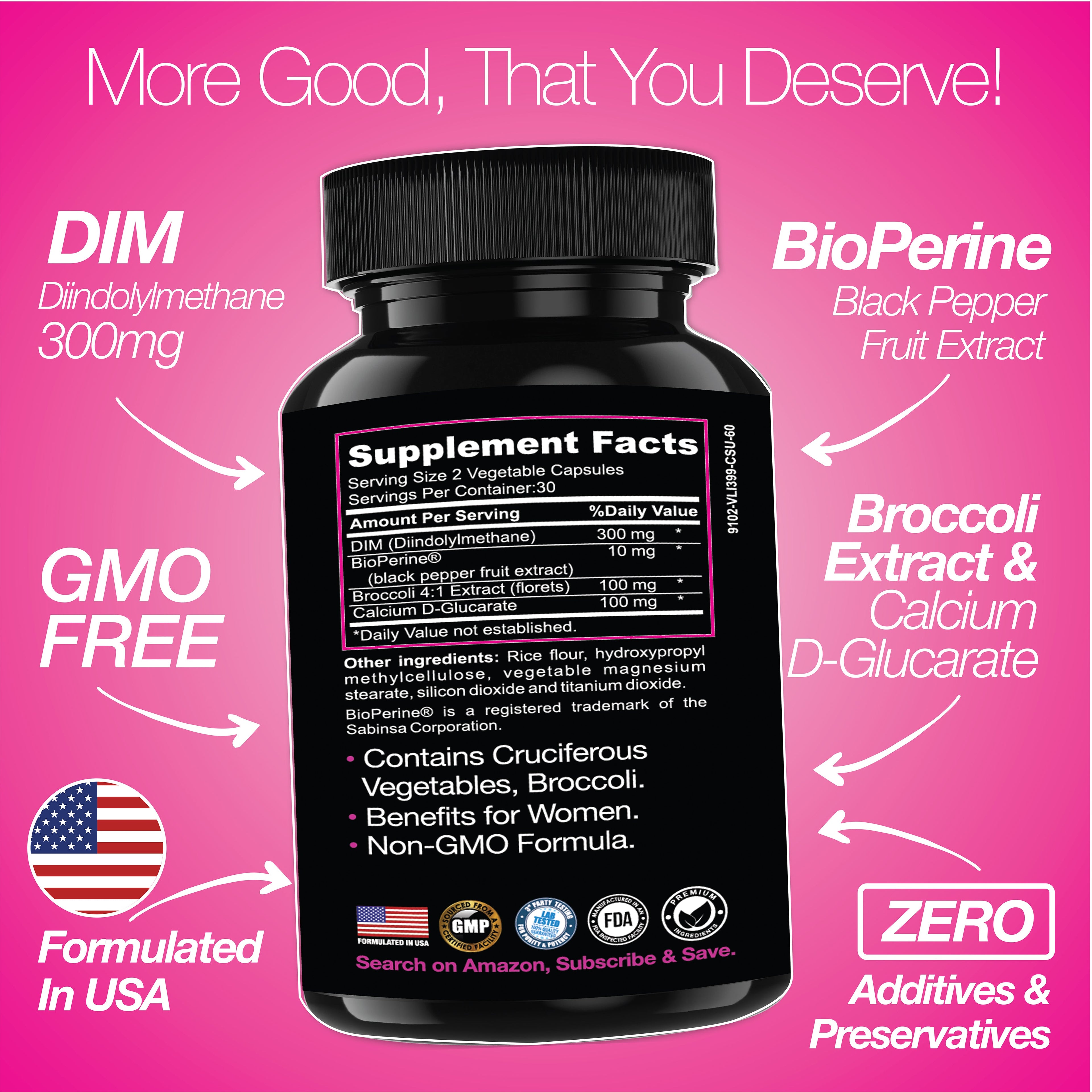 DIM Supplement 300 mg Supplements | Hormone Estrogen and Menopause Balance for Women