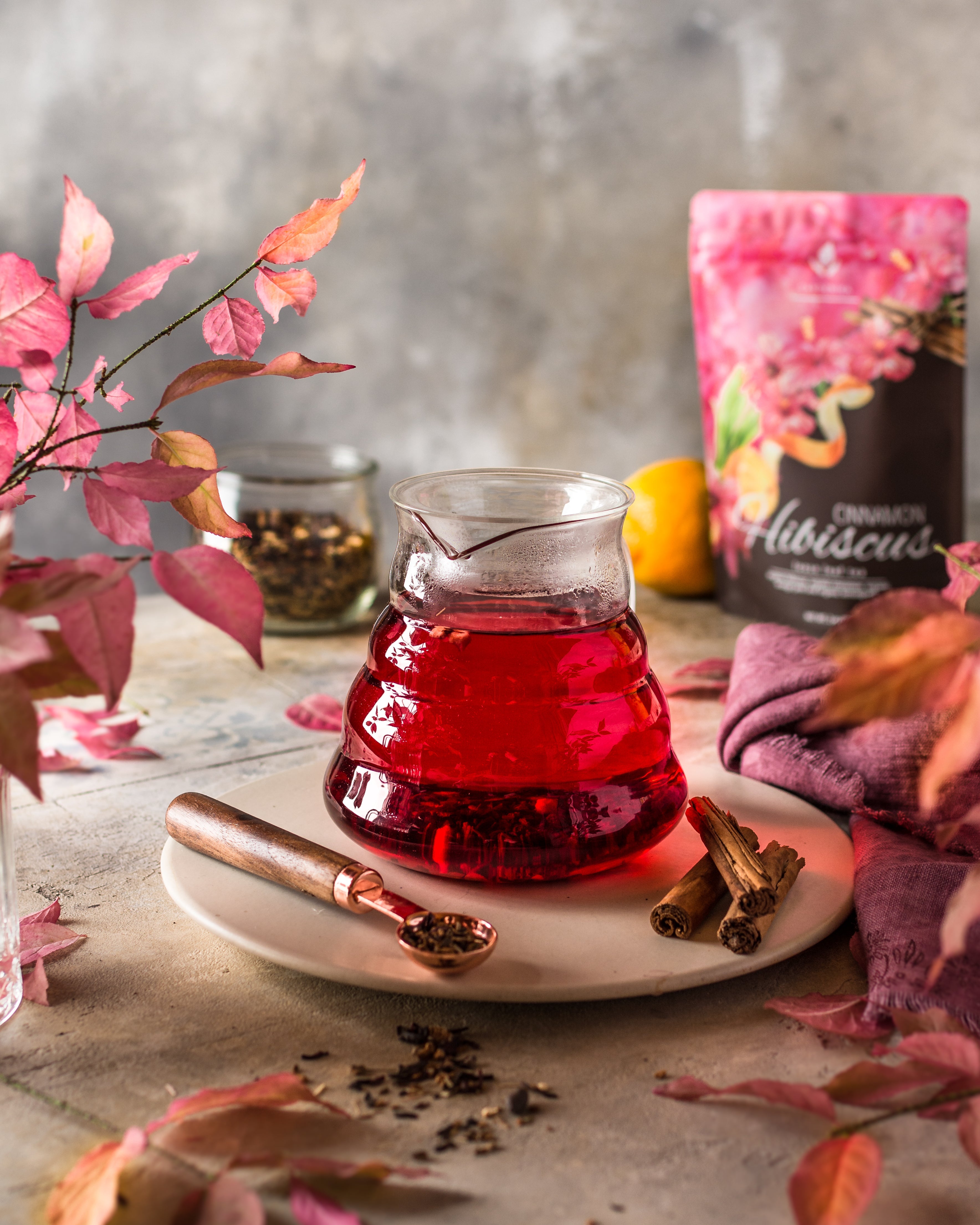 Cinnamon Hibiscus Loose Tea, Heart Health & Antioxidant Rich - /w Hibiscus & Cinnamon - Herbal & Caffeine Free - Organic & Kosher