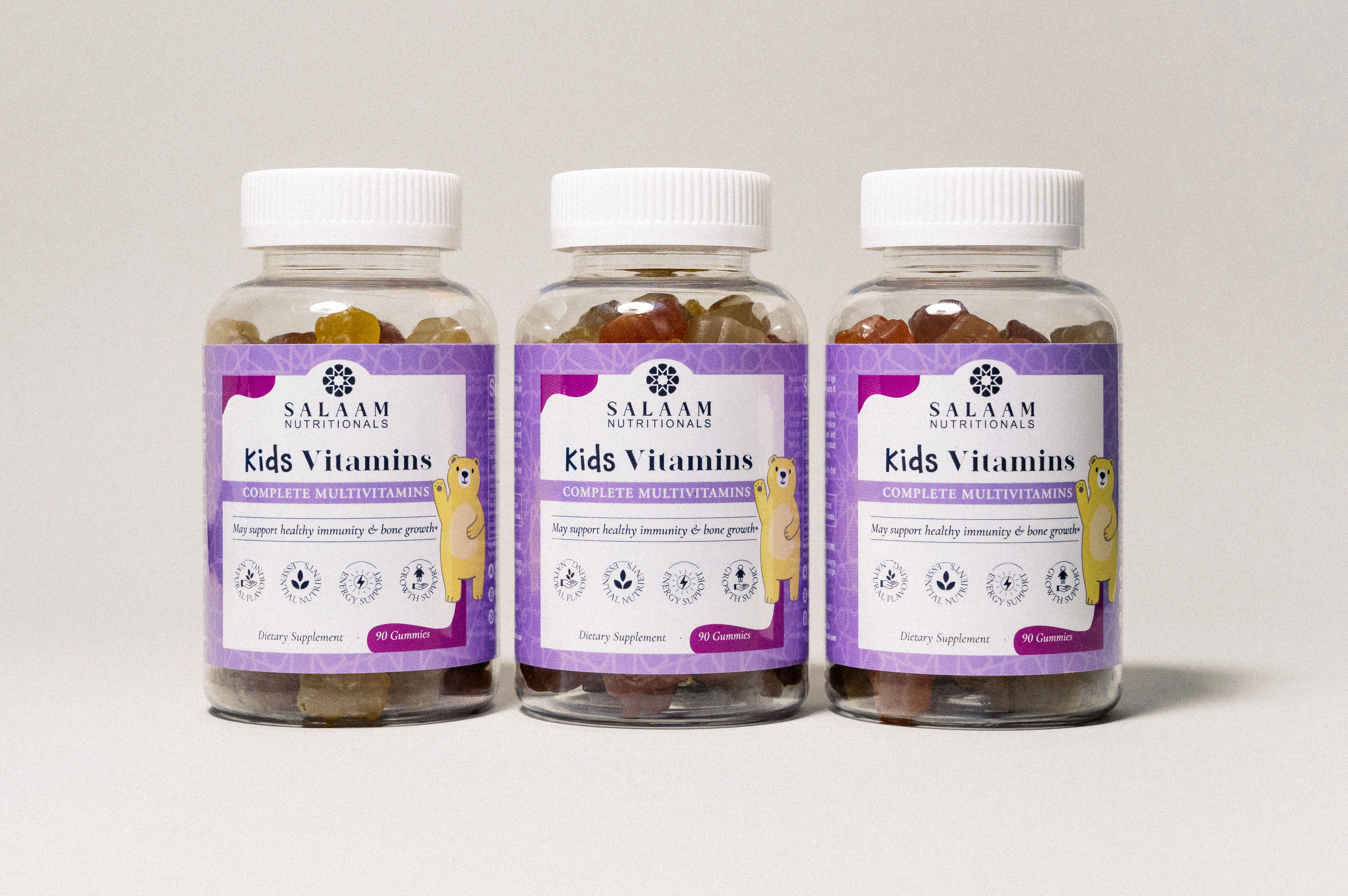 Halal Kids Gummy Multivitamins with Vitamins A, C, E & Zinc - 90 Count | Salaam Nutritionals