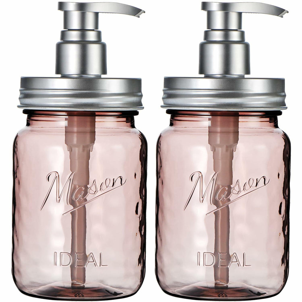 Amolliar 16oz Refillable Soap Dispenser Vintage Rose Bottle Silver Pump 2 Extra