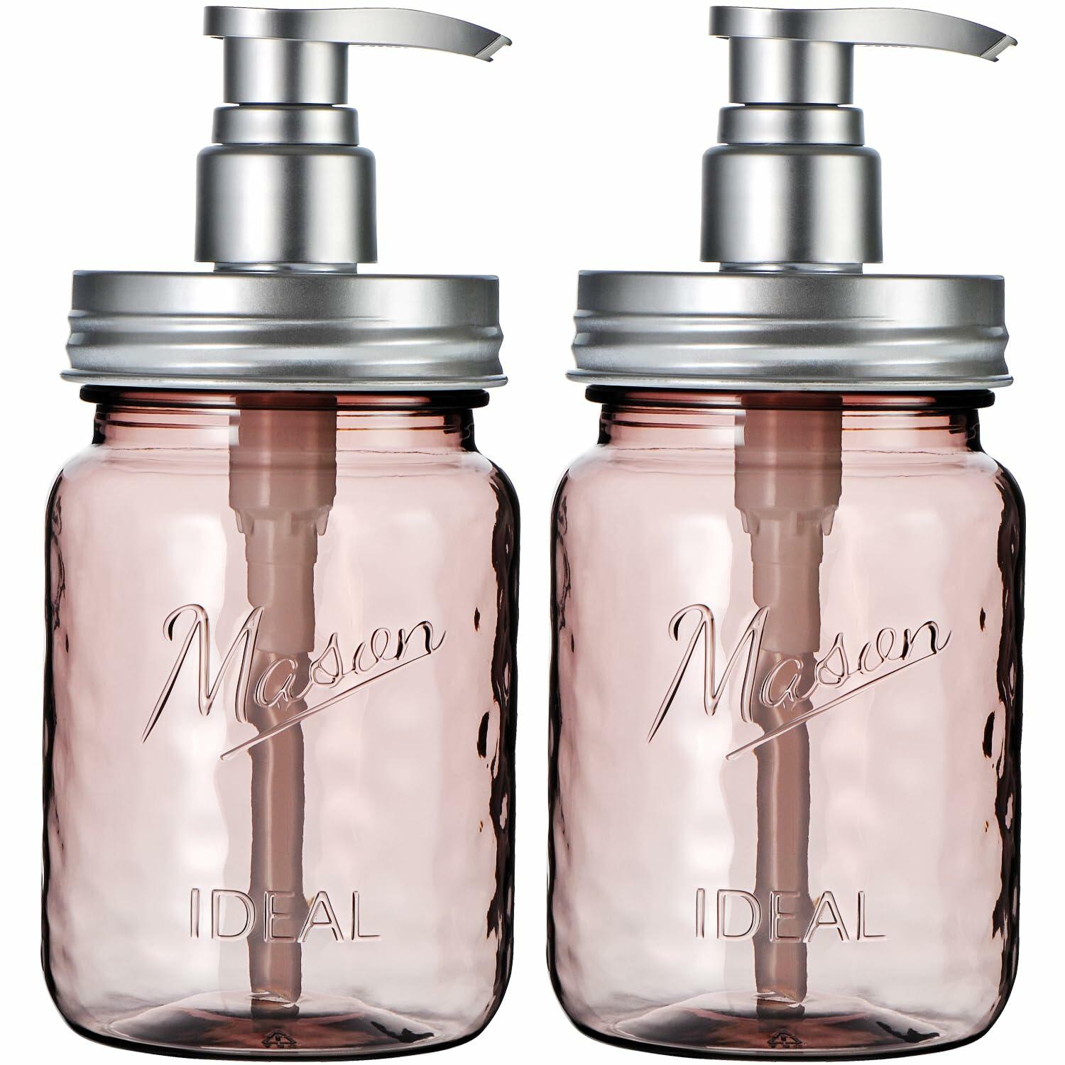 Amolliar 16oz Refillable Soap Dispenser Vintage Rose Bottle Silver Pump 2 Extra