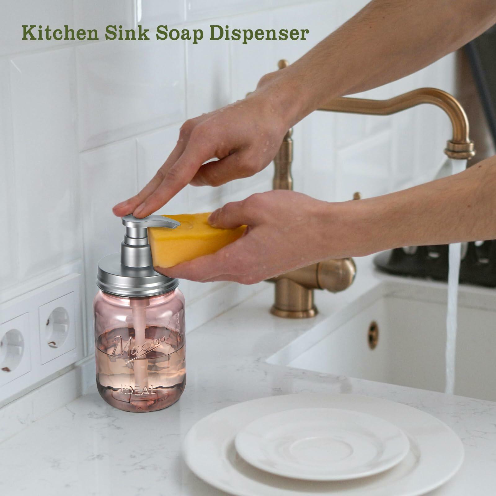 Amolliar 16oz Refillable Soap Dispenser Vintage Rose Bottle Silver Pump 2 Extra