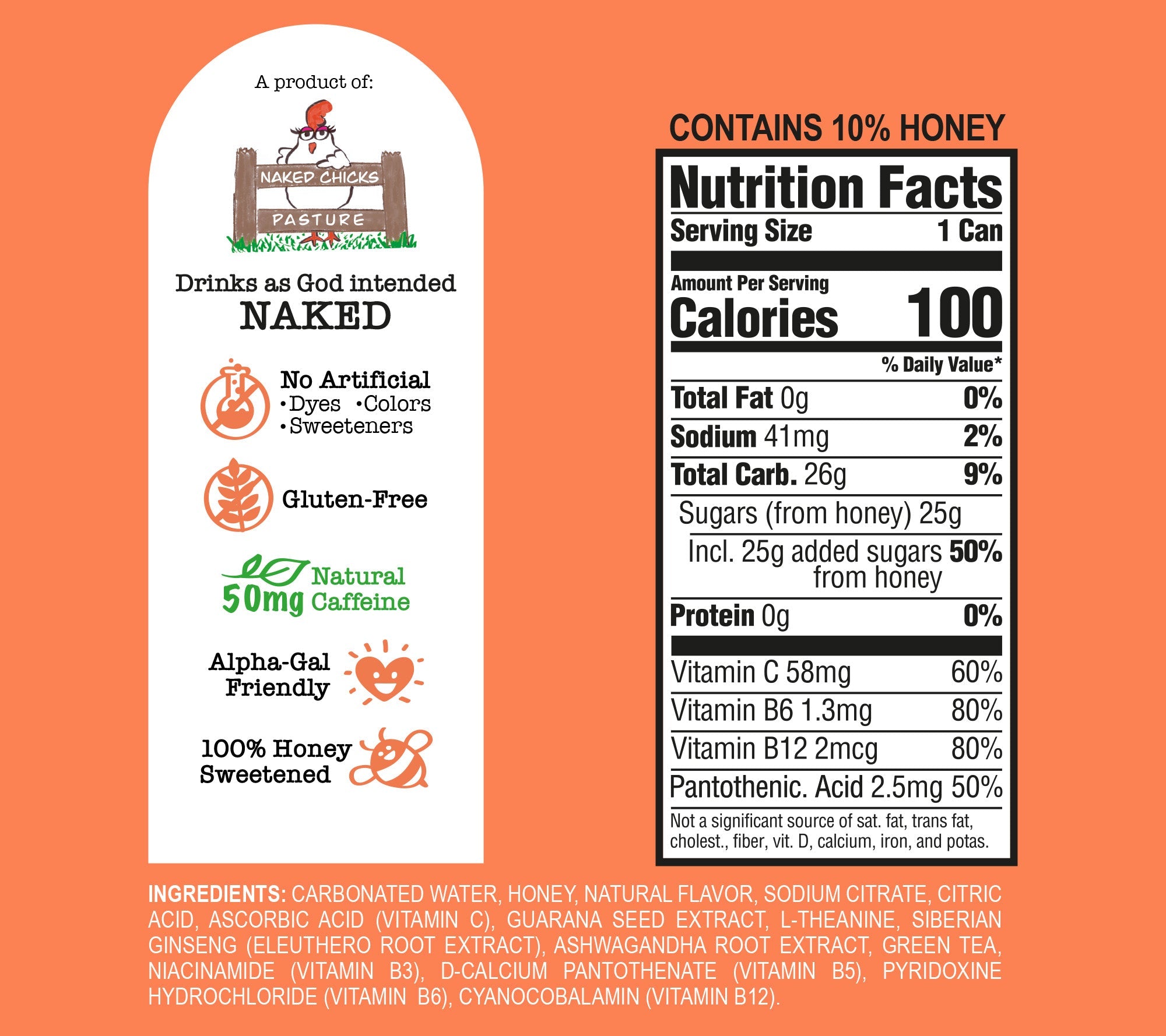 Bee Vitalized Sparkling Honey Sweetened Peach Tea